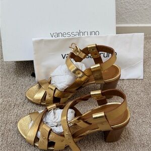 Vanessa Bruno Gold Strappy Sandals